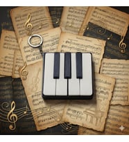 Özel Seri Piano Müzik Temalı Sanatsal 7 Tuşlu ASMR Antistress Blue Switch Premium Clicker Anahtarlık