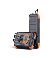FC-20 20000 mAh Solar Powerbank 22.5W Hızlı Şarj Kablosuz Şarj El Kranklı LED Fenerli Taşınabilir Şarj Cihazı