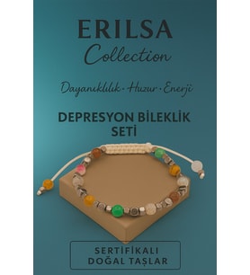 Sertifikalı Yeşim Akik Kuvars Doğal Taş Depresyon Bileklik Seti Huzur Enerji Denge Model (Çok Renkli)