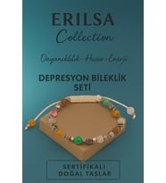 Sertifikalı Yeşim Akik Kuvars Doğal Taş Depresyon Bileklik Seti Huzur Enerji Denge Model (Çok Renkli)