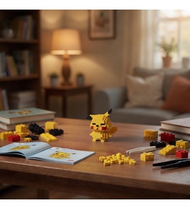 Lego Bricks 3D Pikachu Yapım Seti Eğitici Oyuncak Blok Model Koleksiyon 5 cm