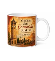Çorum Memleket Temalı Kişiye Özel Baskılı Kupa Bardak Hediye
