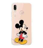 Huawei P20 Lite  Kamera korumalı Kapak Mickey Mouse Tasarımlı  Şeffaf Kılıf