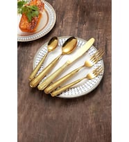 30 Parça 6 Kişilik Gold Çelik Yemek Kaşık Çatal Bıçak Seti mt226sr