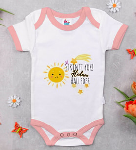 BK Kids Sıkıntı Yok Halam Halleder Tasarımlı Pembe Bebek Body Zıbın-1