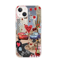 Iphone 14 Uyumlu Mcqueen ve Sally Tasarımlı Şeffaf Telefon Kılıfı