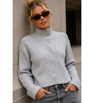 Basic Crop Yumuşak Dokulu Dik Yaka Triko Hırka AW25HI0004