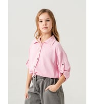 Kız Çocuk Etek Pileli Gömlek 3148 (Pembe)
