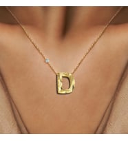 Demas Gold Pırlanta 14 Ayar Altın Kalemli D Harfi Kolye (Sarı)