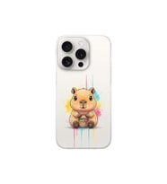 iPhone 15 Pro ile Uyumlu Splash Kapibara Tasarımlı Şeffaf Silikon Kılıf