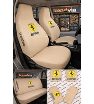 Ferrari Logolu Oto Koltuk Kılıfı Ön Arka Set – Penye Likralı Universal Koltuk Koruyucu Servis Kılıfı