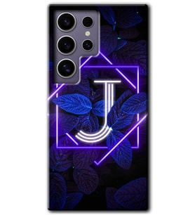 Galaxy S24 Ultra Kılıf HD Desen Baskılı Kılıf - Dark Neon Yaprak J Harfi