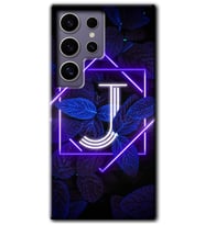 Galaxy S24 Ultra Kılıf HD Desen Baskılı Kılıf - Dark Neon Yaprak J Harfi