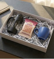 Kahve Severlere Özel Hediye Seti (French Press & Kupa & Taze Filtre Kahve) (Mavi)