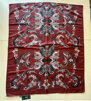 Osmanlı Motifli, Çiçek Dalı Desenli, Şık Ve Zarif Şal (Bordo-Siyah)