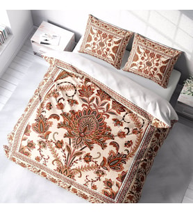 MonoHome Brown Figure 3D Pamuk Saten Çift Kişilik Nevresim Takımı (Çok Renkli)