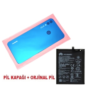 Tkgz Huawei Uyumlu Nova 3i Arka Pil Batarya Kapağı + PİL (CAM) MAVİ