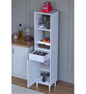 Eliusta Lunera G:45 cm Beyaz Mutfak Dolabı Çok Amaçlı Açık Bölmeli Fırın Mutfak Dolabı 45x163,4x32,5 cm