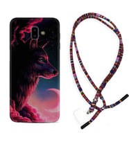 Samsung J6 Plus J7 Prime J7 Pro M20 Kılıf Boyun Asklı Rasta Silikon Wolf and Moon 1380