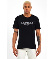 Erkek Bisiklet Yaka Regular Fit Californıa Baskılı Tişort SPR23ts304 (Siyah)