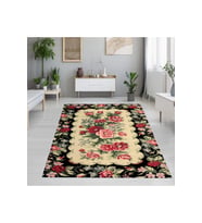 Rovigo Home Dijital Baskı Yıkanabilir Kaymaz Taban Salon Halısı RVG1277 160x120 cm (Siyah)