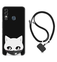 Tecno Spark 8T Kılıf Silikon Boyun Askılı İpli Desenli Silikon Pandemi Cat 1729