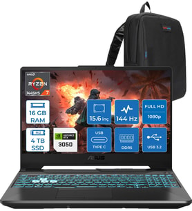 Asus Tuf Gaming A15 – FA506NCG Amd Ryzen 7-7445HS 16GB Ddr5 4tb SSD Rtx 3050/4GB 75W 15.6 Inç Full Hd 144Hz Ips-Level Freedos Gaming Bilgisayar HN206AF05+ZETTAÇANTA
