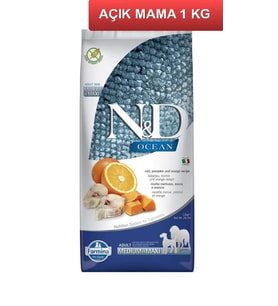 ND Tahılsız Ocean Balkabaklı Morina Balıklı Medium Maxi Köpek Maması 1 kg AÇIK (Kahverengi)