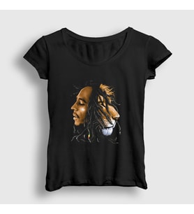 Presmono Kadın Siyah Lion V2 Bob Marley T-Shirt 265208tt
