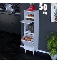 Eliusta Mayra 50 cm Çok Amaçlı Kiler Dolabı Mutfak Banyo Düzenleyici Tek Sepet Dar Alan Ekmeklik 50x150x32cm