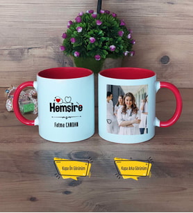 Hemşireler Günü Tıp Bayramı Hediyesi Hemşire Kupa Bardak Kırmızı Fotoğraflı