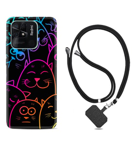 Xiaomi Poco X3 Pro M4 Pro X4 Pro C40 10C Kılıf Boyun Askılı Silikon Neon Cats 1790