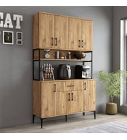 Tanmob MDL0402 Alt Üst Çok Amaçlı Dolap 8 Kapaklı Çekmeceli Raflı Mutfak Dolabı Çam
