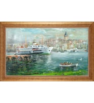 EV İŞYERİ OFİS İÇİN ALTIN ÇERÇEVELİ PASPARTULU TABLO S653