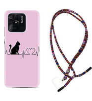 Xiaomi Redmi Note 7 8 9 Pro 10 2022 10 Pro 10S Kılıf Boyun Asklı Rasta Silikon Pink Cat Heart 1303