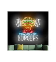 POWERED BY BURGERS Yazılı ve Şekilli Neon Tabela