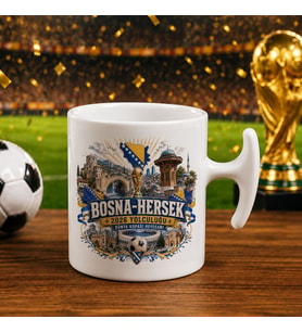 BK Gift Bosna-Hersek Taraftar Temalı Dünya Futbol Kupası Tasarımlı Hammer Kupa Bardak-2