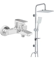 ECA Dalia Banyo Bataryası+T-MAY Banyo Çınar Dikdörtgen Tepe Duş Takımı Seti Pasl (Krom)
