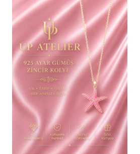 Up Atelier 925 Ayar Gümüş İthal Zincirli Pembe Deniz Yıldızı Model
