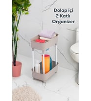 Porsima 1130 İki Katlı Raf - Çok Amaçlı 2 Katlı Evye Altı Düzenleyici Dolap Içi Tezgah Altı Organizer-Cappuccino