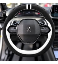 Peugeot 3008 Dikme Direksiyon Kılıfı Parlak Siyah Beyaz Detaylı Beyaz Çift Yüzük ve Dikiş 2020-2024