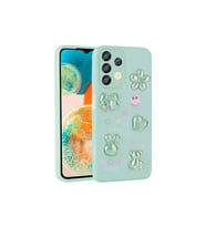 Samsung Galaxy A32 4G Uyumlu Kılıf Kabartma Figürlü Parlak Zore Toys Silikon Kapak (Açık Yeşil)
