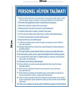 Metal Personel Hijyen Talimatı 20cm x 30cm A4 Büyüklüğünde Uyarı Levhası Yönlendirme Tabelası