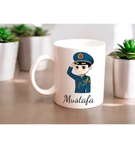 Kişiye Özel Erkek Polis Kupası (Beyaz)