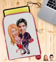 BK Gift Kişiye Özel Sevgililer Karikatürlü Taşınabilir Koruyucu Tablet Kılıfı & Organizer Çanta - Pembe-2