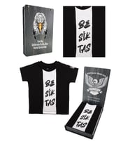 Beşiktaş Orijinal Siyah Bebek T-Shirt Kişiye Özel Hediyelik Ahşap Kutulu (Beyaz)