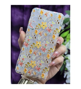 Samsung Galaxy S21 FE Uyumlu Renkli Çiçekler Desenli Şeffaf Telefon Kılıfı