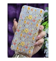 Samsung Galaxy S21 FE Uyumlu Renkli Çiçekler Desenli Şeffaf Telefon Kılıfı