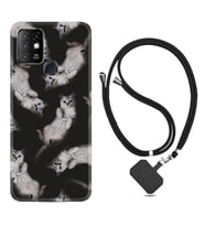INFINIX Hot 8 9 10 11S Hot 10 Play 10T Kılıf Boyun Askılı Silikon Sevimli Kedicikler 1785