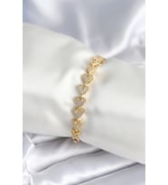 pilelistore Pirinç Gold Renk Kalp Model Kadın Bileklik - TJ-BB7982